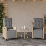 vidaXL vrtni naslanjač z naslonom za noge 2 kosa bež poli ratan | Shoptok.si