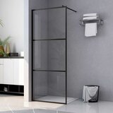 Pregrada za tuširanje s prozirnim staklom ESG crna 100 x 195 cm | shoptok.hr