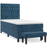 vidaXL Box spring postelja z vzmetnico temno modra 100x200 cm žamet, (20899517) Cene