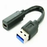 USB 3.1 AM to Type-C female adapter cable, 10 cm, black