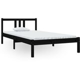 The Living Store Posteljni okvir črn iz trdnega lesa 100x200 cm - Posteljni Okvir, (21526819) | Shoptok.si