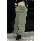 Madmext Women&#039;s Khaki Green Midi Skirt with a Slit Detail cijene