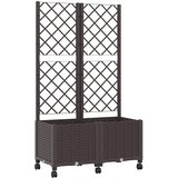  Vrtni saksija s rešetkom i kotačima Smeđa 80 x 40 x 146 cm PP | shoptok.hr