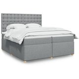 vidaXL Box spring postelja z vzmetnico svetlo siva 200x200 cm blago | Shoptok.si
