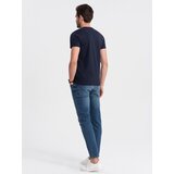 Ombre BASIC men's classic cotton T-shirt with a crew neckline - navy blue | Shoptok.si