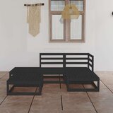  Sedežna garnitura 5-delna črna trdna borovina | Shoptok.si