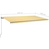  Prostostoječa avtomatska tenda 600x350 cm rumena/bela, (20728728) | Shoptok.si