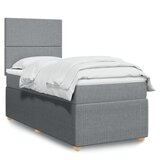 vidaXL Krevet s oprugama i madracem svjetlosivi 100x200 cm od tkanine | shoptok.hr