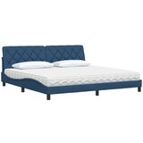 vidaXL Postelja z vzmetnico modra 200x200 cm blago, (22062519) | Shoptok.si