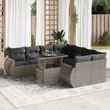 Maison Chic Seti vrtnega pohištva - Vrtna garnitura - Vrtni pohištvo set 9-delna z blazinami siv poli ratan, (21796398) | Shoptok.si