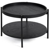 Bonami Essentials Crni okrugao stolić za kavu u dekoru hrasta ø 64 cm Hagen – Cijene
