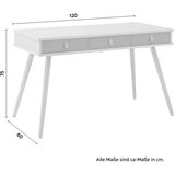 Bessagi Home retro pisalna miza lena, hrast, siva | Shoptok.si