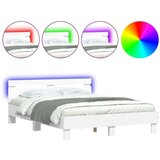 vidaXL Okvir za krevet s uzglavljem i LED bijeli 140 x 200 cm | shoptok.hr