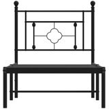  Metalni okvir za krevet s uzglavljem crni 75x190 cm | shoptok.hr