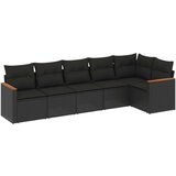  6-dijelni set vrtnih sofa s jastucima crni od poliratana | shoptok.hr