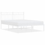  The Living Store Kovinski posteljni okvir z vzglavjem bel 140x200 cm - Posteljni Okvir, (21501159) | Shoptok.si