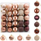  Set božićnih kuglica 75 kom. Boja šampanjca i smeđa 6 cm | shoptok.hr