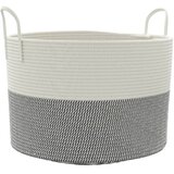  Košara za pohranu sivo-bijela Ø 51x33 cm pamučna | Eponuda.com