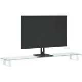  Stalak za monitor bijeli 100x20x8 cm kaljeno staklo i metal | shoptok.hr