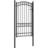 vidaXL Vrata za ograjo zaobljena jeklo 100x175 cm črna | Shoptok.si