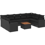  10-dijelni set vrtnih sofa s jastucima crni od poliratana | shoptok.hr