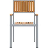 Vanjski stolci 4 kom. Stacking Siva Čvrsto drvo akacija i metal | shoptok.hr