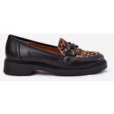 Laura Messi Leather Moccasins With Decoration And Leopard Black 2965 | shoptok.hr