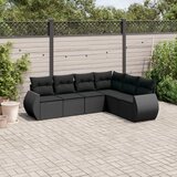 Maison Chic Seti vrtnega pohištva - Vrtna garnitura - Vrtni pohištvo set 6-delna z blazinami črna poli ratan, (21804834) | Shoptok.si