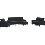 vidaXL Sedežna garnitura 4-delna z blazinami črn žamet, (21337669) | Shoptok.si