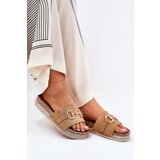 Boto Ladies Platform Slippers With Golden Decoration And Glitter Camel Morisela | shoptok.hr