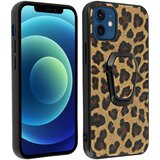 AVIZAR Ovitek za iPhone 12 Mini z leopardjim vzorcem, hibridna zašcita s kovinskim držalom za obrocke - rjav, (20719803) | Shoptok.si