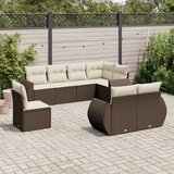  8-dijelni set vrtnih sofa s jastucima smeđi od poliratana | shoptok.hr