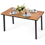  Vrtni stol, blagovaonski stol s rupom za suncobran, drvo akacije dim. 140 x 75 x 76 cm - prirodna. | shoptok.hr