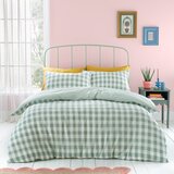 Catherine Lansfield Zelena podaljšana posteljnina za zakonsko posteljo iz krepa 230x220 cm Seersucker Gingham Check – | Shoptok.si