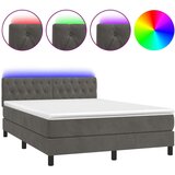  Box spring postelja z vzmetnico LED temno siva 140x190 cm žamet, (20726506) | Shoptok.si