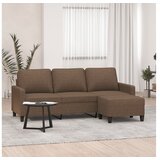 vidaXL Trosjed s tabureom smeđi 180 cm od tkanine Cijene