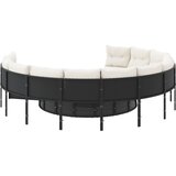  Vrtna sofa s jastucima okrugla crna od poliratana | shoptok.hr