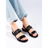 W. POTOCKI Black women's sandals with gold Potocki ornament | shoptok.hr