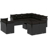 vidaXL 12-dijelni set vrtnih sofa od poliratana s jastucima crni | shoptok.hr