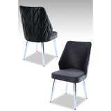 Hanah home Pufi - Black, Chrome BlackChrome Chair Set (2 Pieces) | ePonuda.com