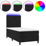  Box spring postelja z vzmetnico LED črna 90x190 cm žamet | Shoptok.si