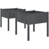 vidaXL vrtne sadilice 2 kom sive 70 x 70 x 70 cm od masivne borovine | shoptok.hr