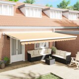 vidaXL Samodejna retraktibilna tenda oranžna in bela 500x300 cm | Shoptok.si