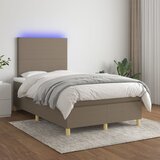  box spring s madracem LED smeđesivi 120 x 200 cm tkanina | shoptok.hr