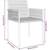 vidaXL Set 3 Črna, Temno siva PE ratan Standard Trden Zunanji stol | Shoptok.si