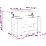  Stolić za kavu siva boja hrasta 79x49x41 cm konstruirano drvo | Shoptok.si