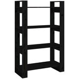 Furnova Knjižna omara/pregrada črna 80x35x125 cm trdna borovina, (21950885) | Shoptok.si