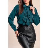 Fenzy Elegantna Srajca Z Volančki, Petrol | Shoptok.si