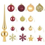  Set božićnih kuglica 111 kom. Zlatna i vinsko crvena 6 cm - Zlatna i vinsko crvena | shoptok.hr