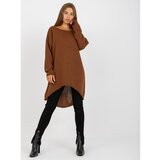 Fashion Hunters OCH BELLA brown asymmetrical oversize sweater Cene